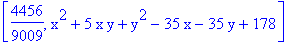 [4456/9009, x^2+5*x*y+y^2-35*x-35*y+178]